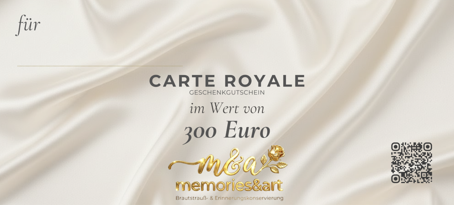 CARTE ROYALE GUTSCHEIN Beispiel Bild einer CARTE ROYALE Gutscheinkarte im Wert von 300 Euro